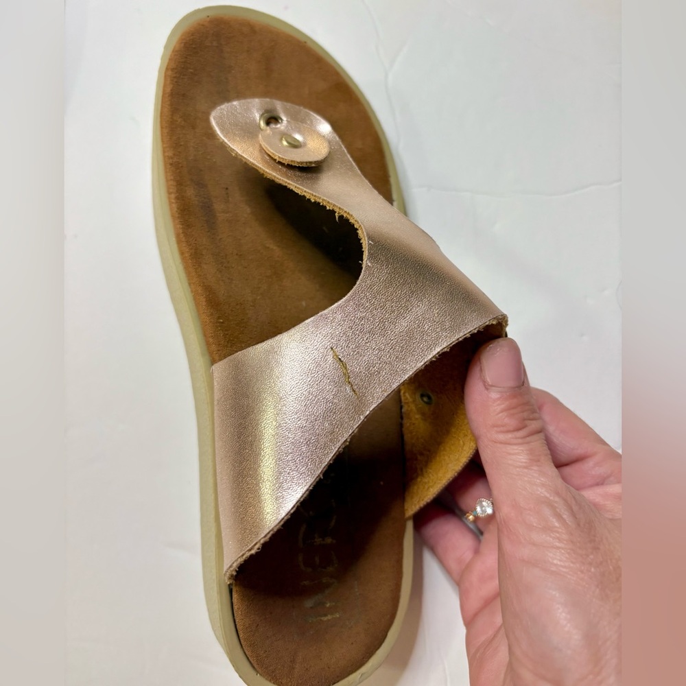 Gold Rose Toe Ring Loop Sandals - image 8